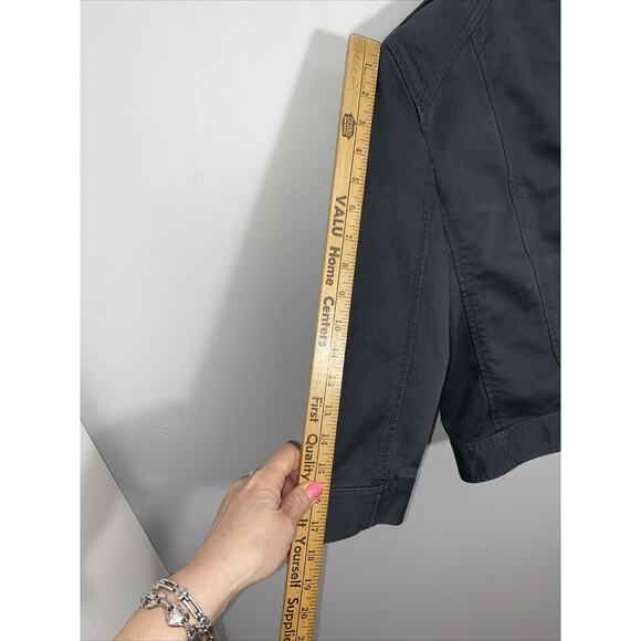 ANN TAYLOR LOFT Crop Blazer Women Size Med Gray Button Up Lightweight Jacket - Picture 14 of 14